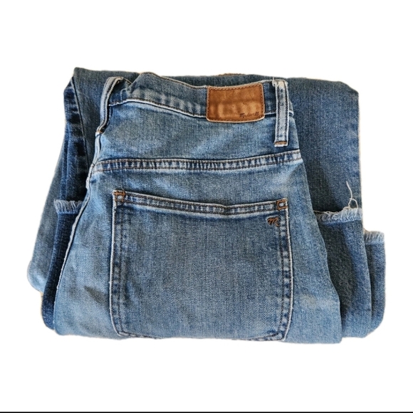 Madewell Denim - Madewell Wide Leg Crop Jean Womens Size 31 Medium Wash Denim Two Tone